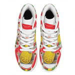 Japanese Lucky Cat Maneki Neko Print High Top Leather Sneakers