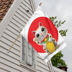 Japanese Lucky Cat Maneki Neko Print House Flag