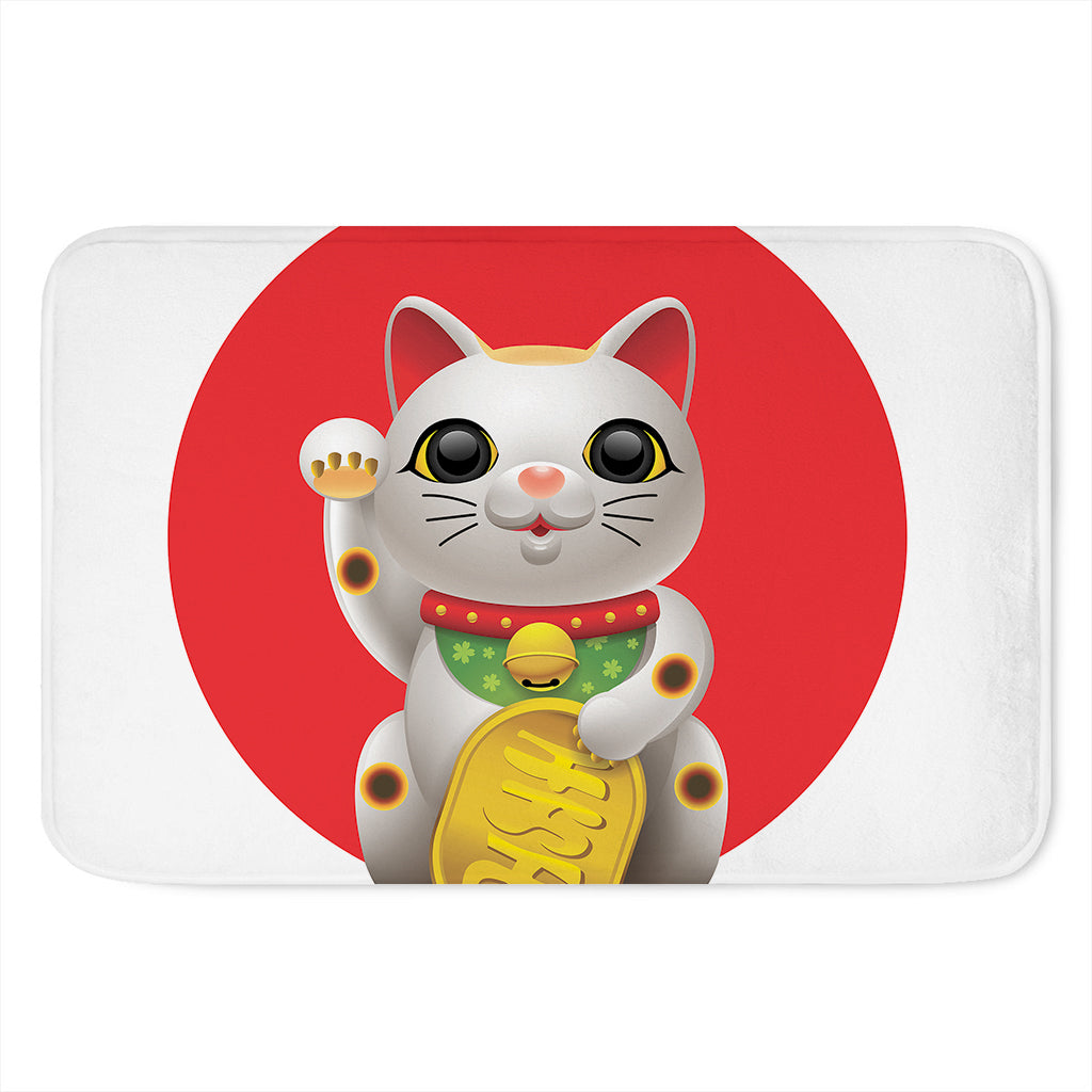 Japanese Lucky Cat Maneki Neko Print Indoor Door Mat