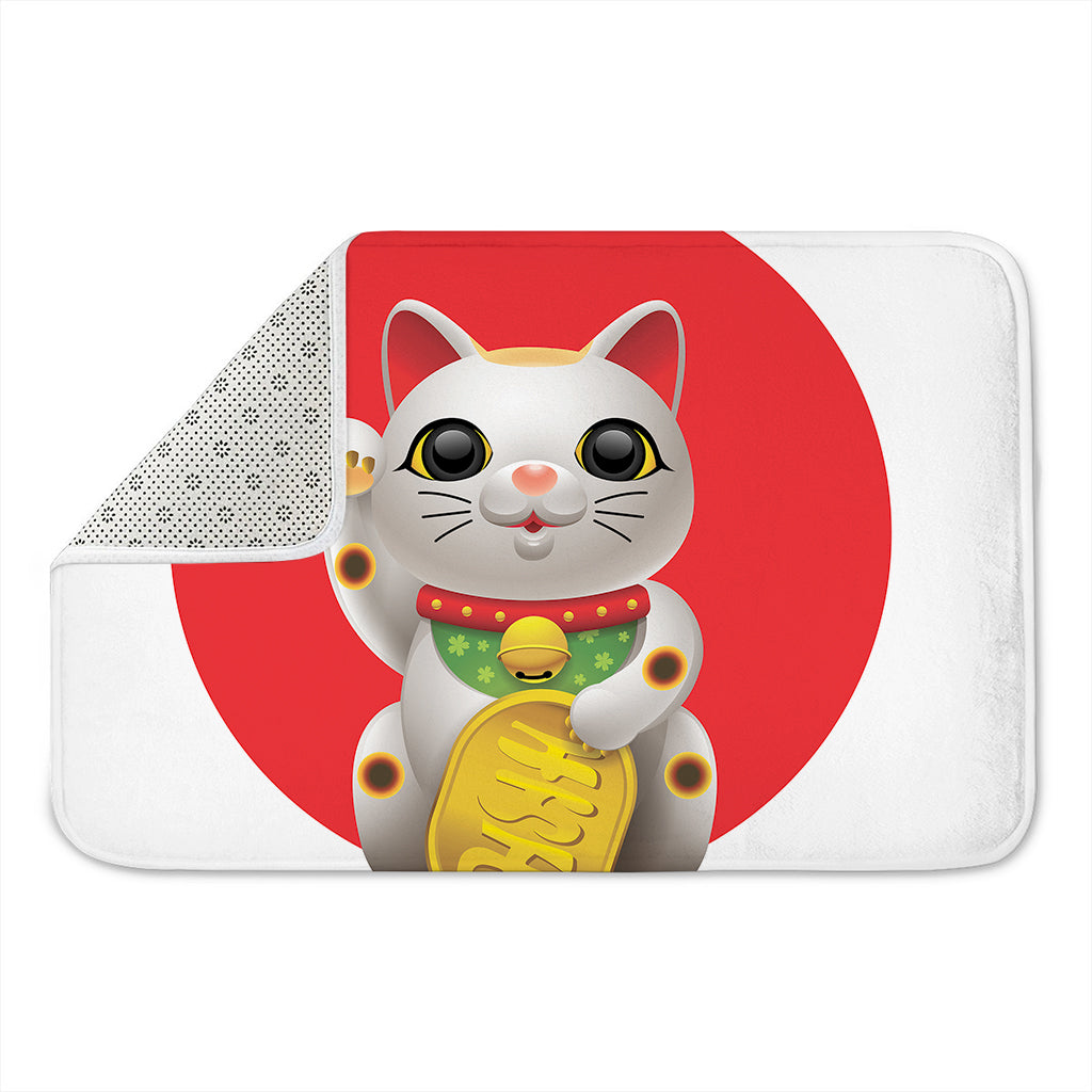Japanese Lucky Cat Maneki Neko Print Indoor Door Mat