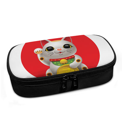 Japanese Lucky Cat Maneki Neko Print Insulin Cooler Travel Case