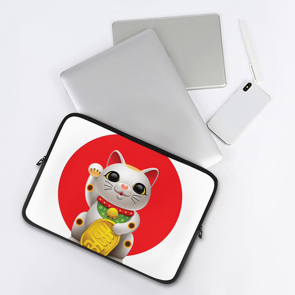 Japanese Lucky Cat Maneki Neko Print Laptop Sleeve