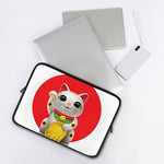 Japanese Lucky Cat Maneki Neko Print Laptop Sleeve