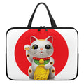Japanese Lucky Cat Maneki Neko Print Laptop Sleeve With Handle