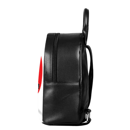 Japanese Lucky Cat Maneki Neko Print Leather Backpack