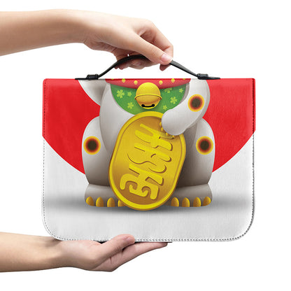 Japanese Lucky Cat Maneki Neko Print Leather Bible Cover