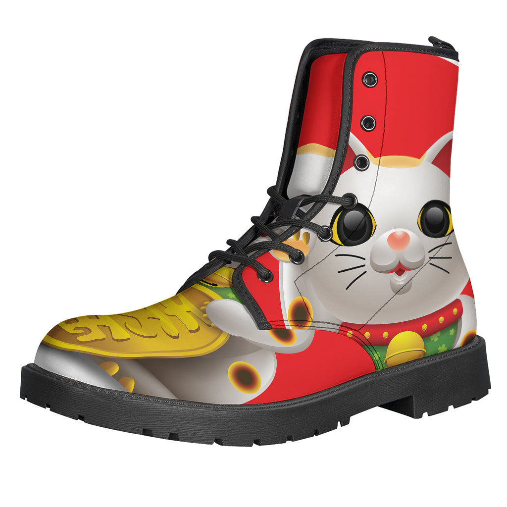 Japanese Lucky Cat Maneki Neko Print Backpack