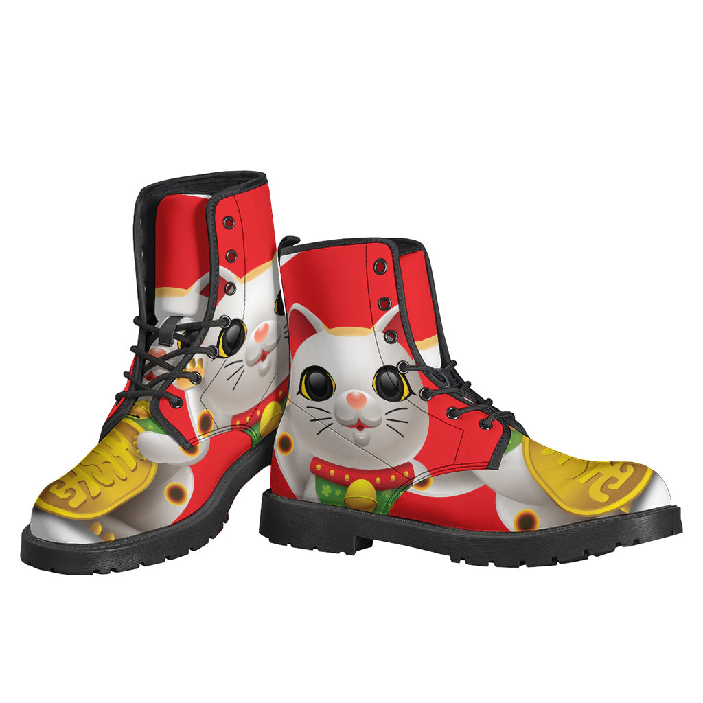 Japanese Lucky Cat Maneki Neko Print Backpack