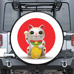 Japanese Lucky Cat Maneki Neko Print Leather Spare Tire Cover