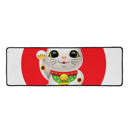 Japanese Lucky Cat Maneki Neko Print Long Kitchen Mat