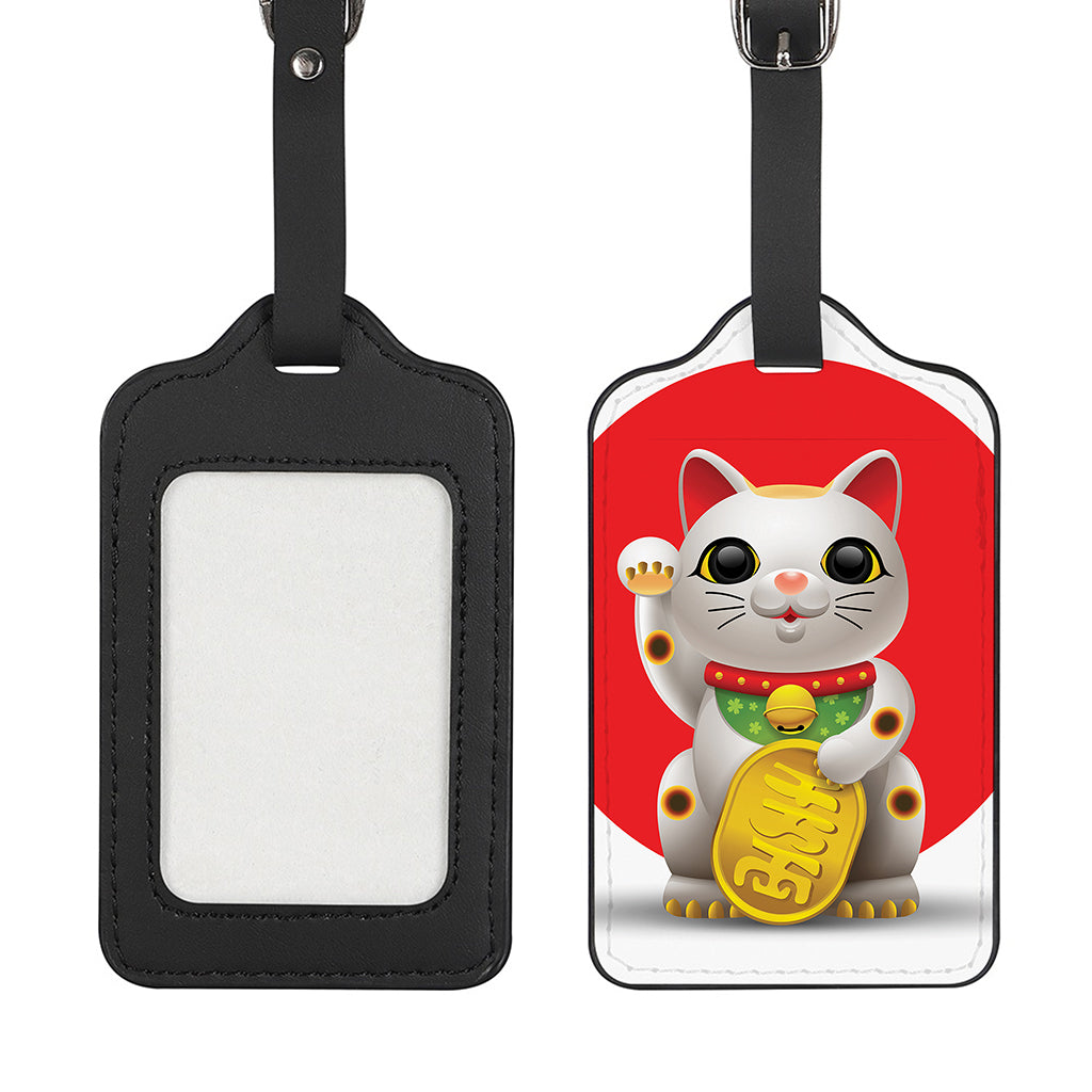Japanese Lucky Cat Maneki Neko Print Luggage Tag