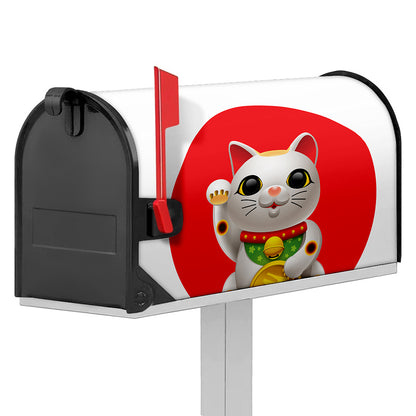 Japanese Lucky Cat Maneki Neko Print Mailbox Cover