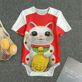 Japanese Lucky Cat Maneki Neko Print Men's Bodysuit