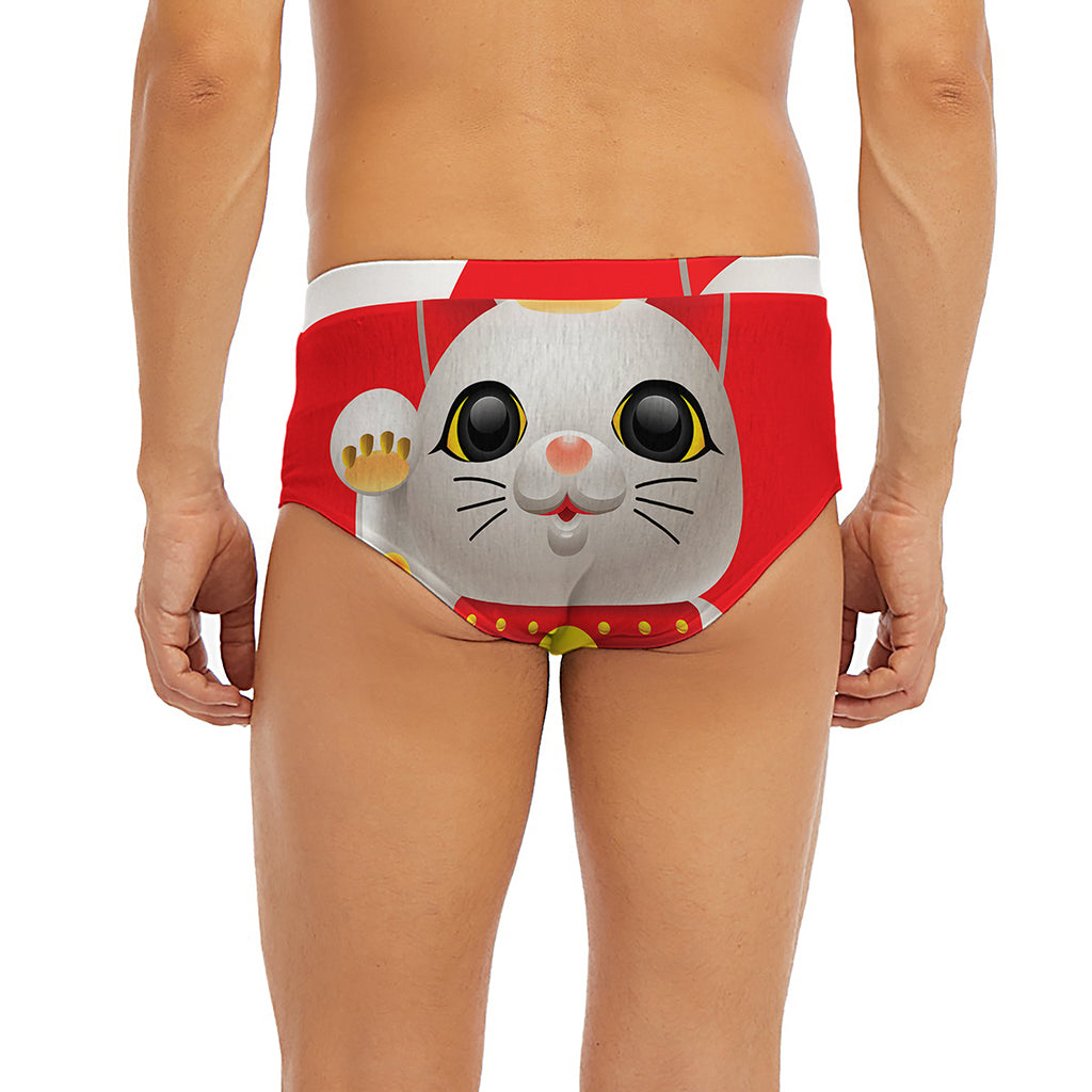 Japanese Lucky Cat Maneki Neko Print Men's Briefs