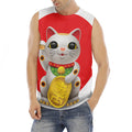 Japanese Lucky Cat Maneki Neko Print Men's Fitness Tank Top