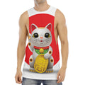 Japanese Lucky Cat Maneki Neko Print Men's Muscle Tank Top