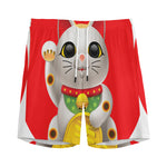 Japanese Lucky Cat Maneki Neko Print Men's Sports Shorts