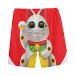 Japanese Lucky Cat Maneki Neko Print Men's Sports Shorts