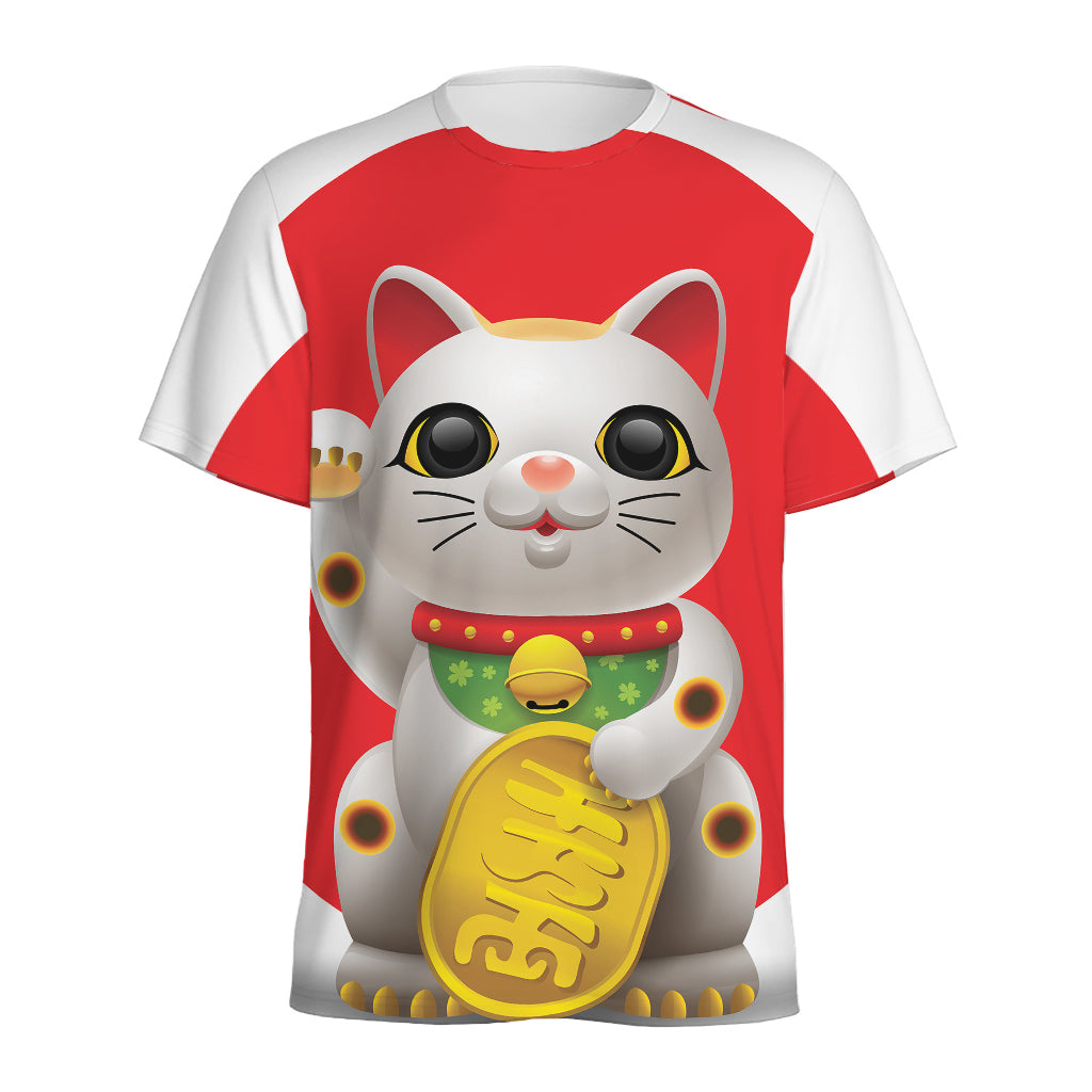 Japanese Lucky Cat Maneki Neko Print Men's Sports T-Shirt