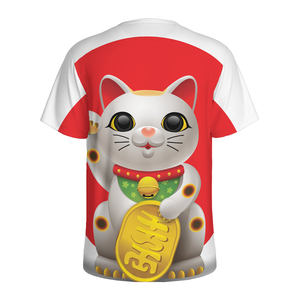 Japanese Lucky Cat Maneki Neko Print Men's Sports T-Shirt