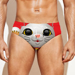 Japanese Lucky Cat Maneki Neko Print Men's Swim Briefs