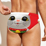 Japanese Lucky Cat Maneki Neko Print Men's Swim Briefs