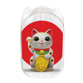 Japanese Lucky Cat Maneki Neko Print Mesh Laundry Hamper