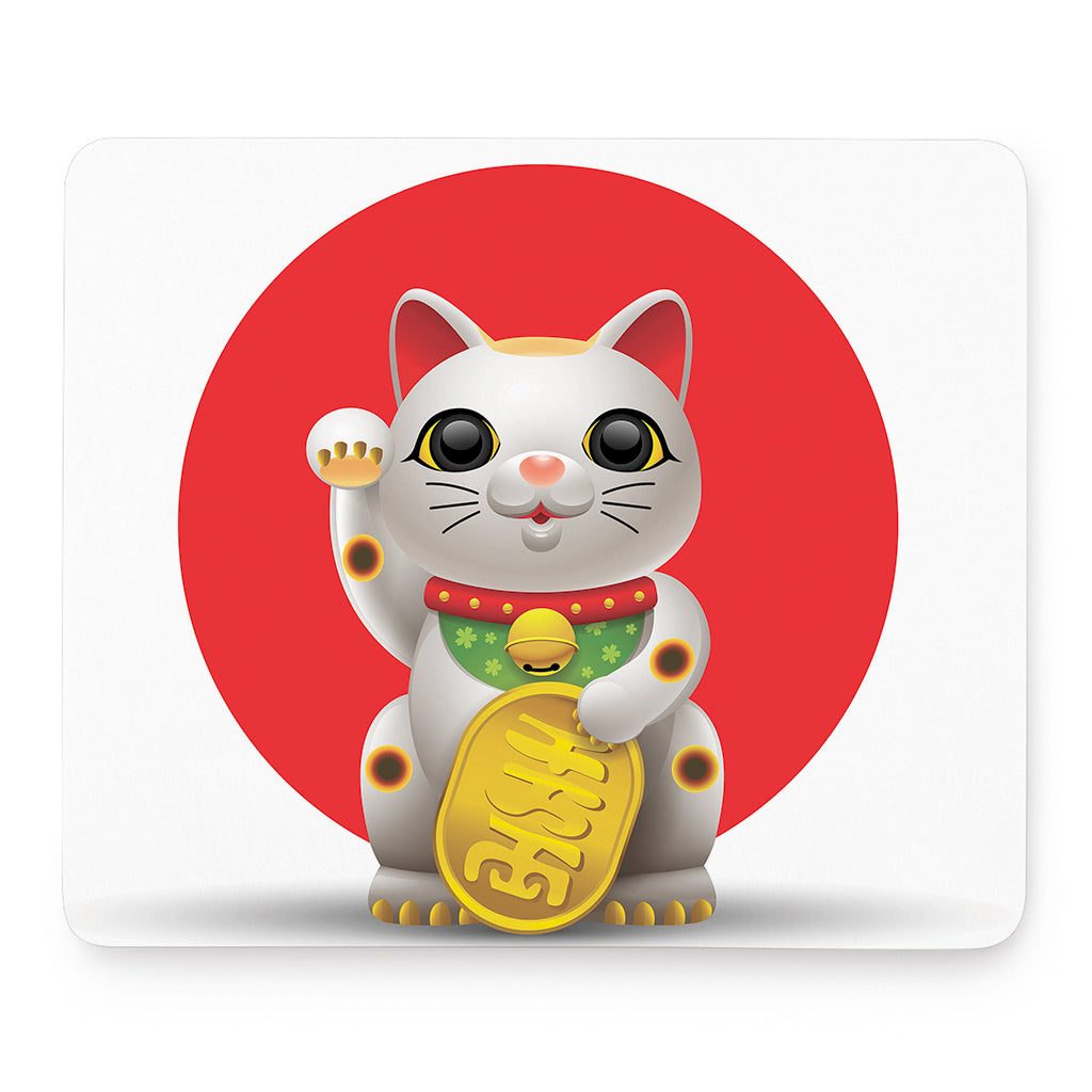 Japanese Lucky Cat Maneki Neko Print Mouse Pad