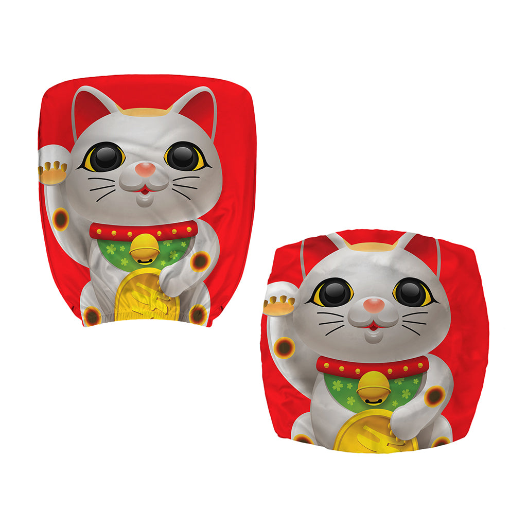 Japanese Lucky Cat Maneki Neko Print Office Chair Cover