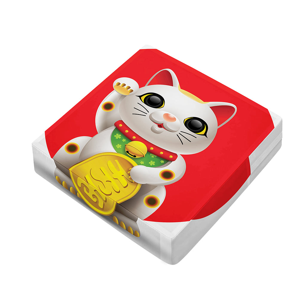 Japanese Lucky Cat Maneki Neko Print Outdoor Seat Cushion Cover