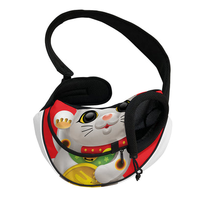 Japanese Lucky Cat Maneki Neko Print Pet Sling Carrier