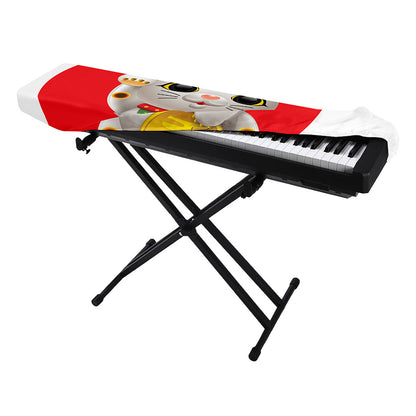 Japanese Lucky Cat Maneki Neko Print Piano Keyboard Cover