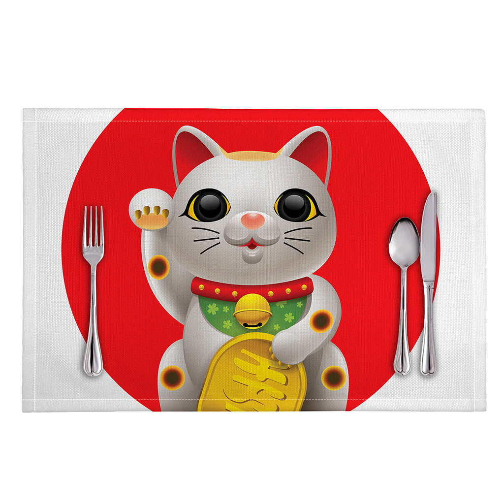 Japanese Lucky Cat Maneki Neko Print Placemat