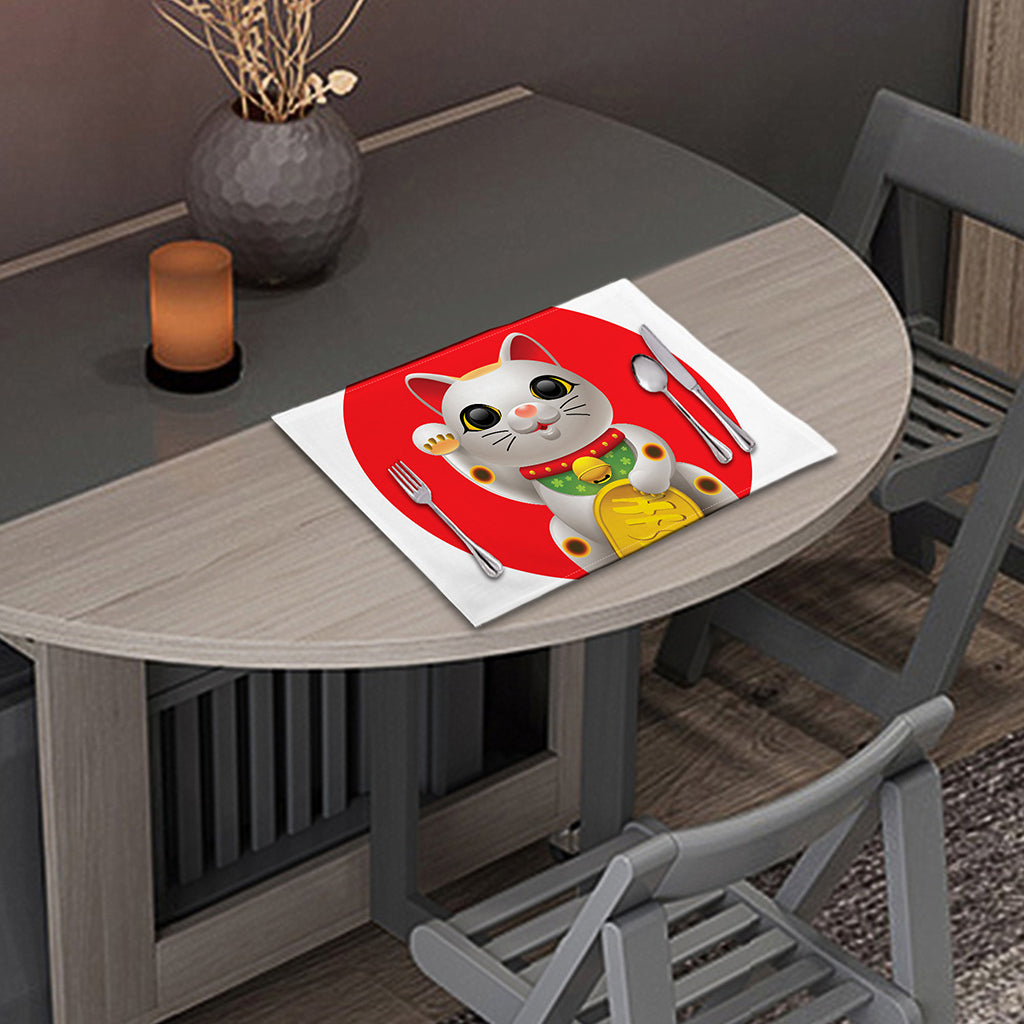 Japanese Lucky Cat Maneki Neko Print Placemat