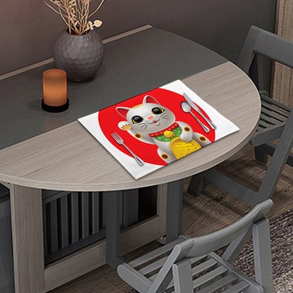 Japanese Lucky Cat Maneki Neko Print Placemat