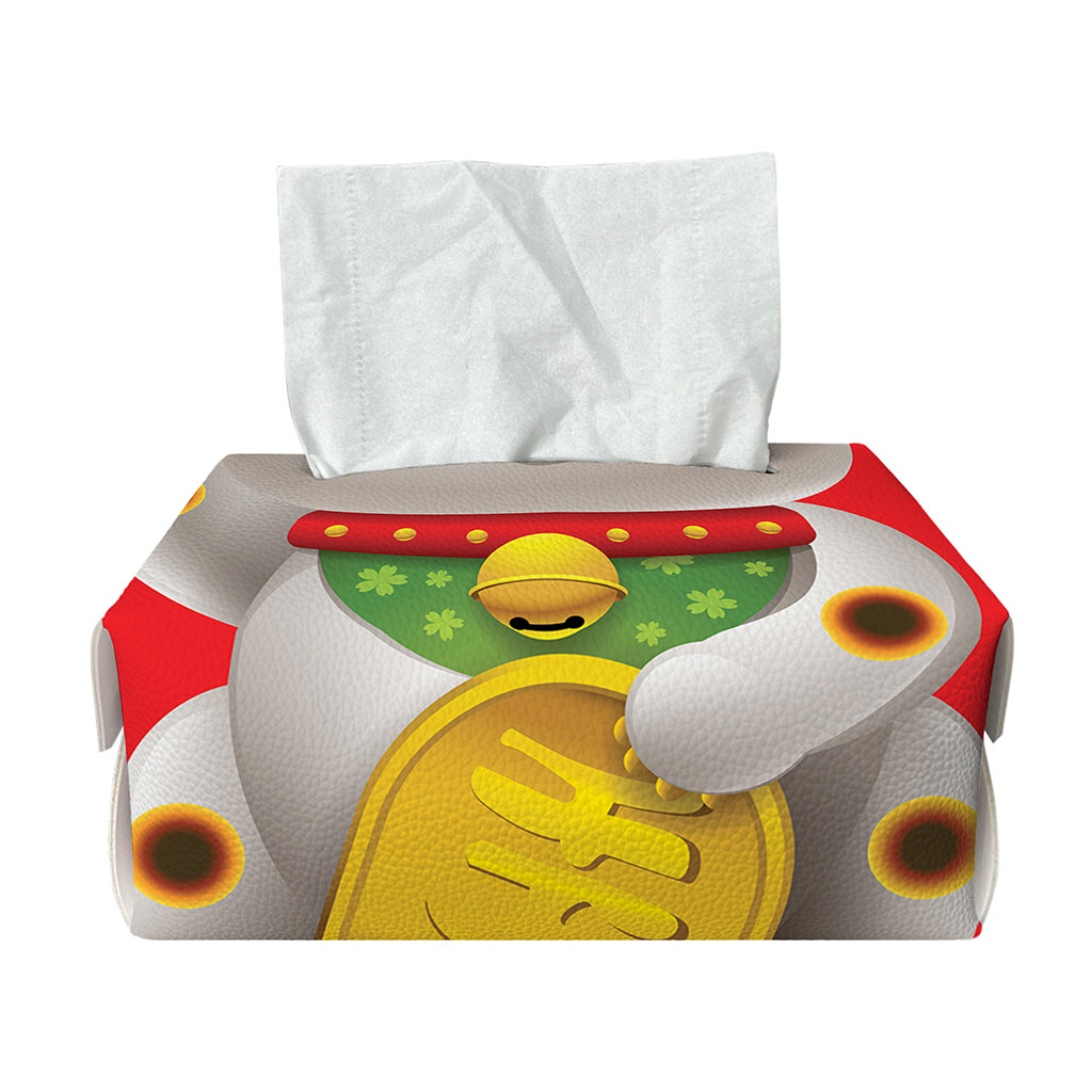 Japanese Lucky Cat Maneki Neko Print Rectangle Tissue Box Cover