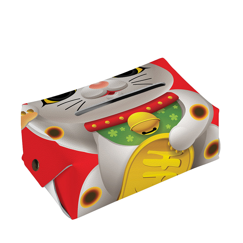 Japanese Lucky Cat Maneki Neko Print Rectangle Tissue Box Cover