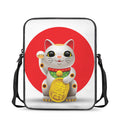 Japanese Lucky Cat Maneki Neko Print Rectangular Crossbody Bag