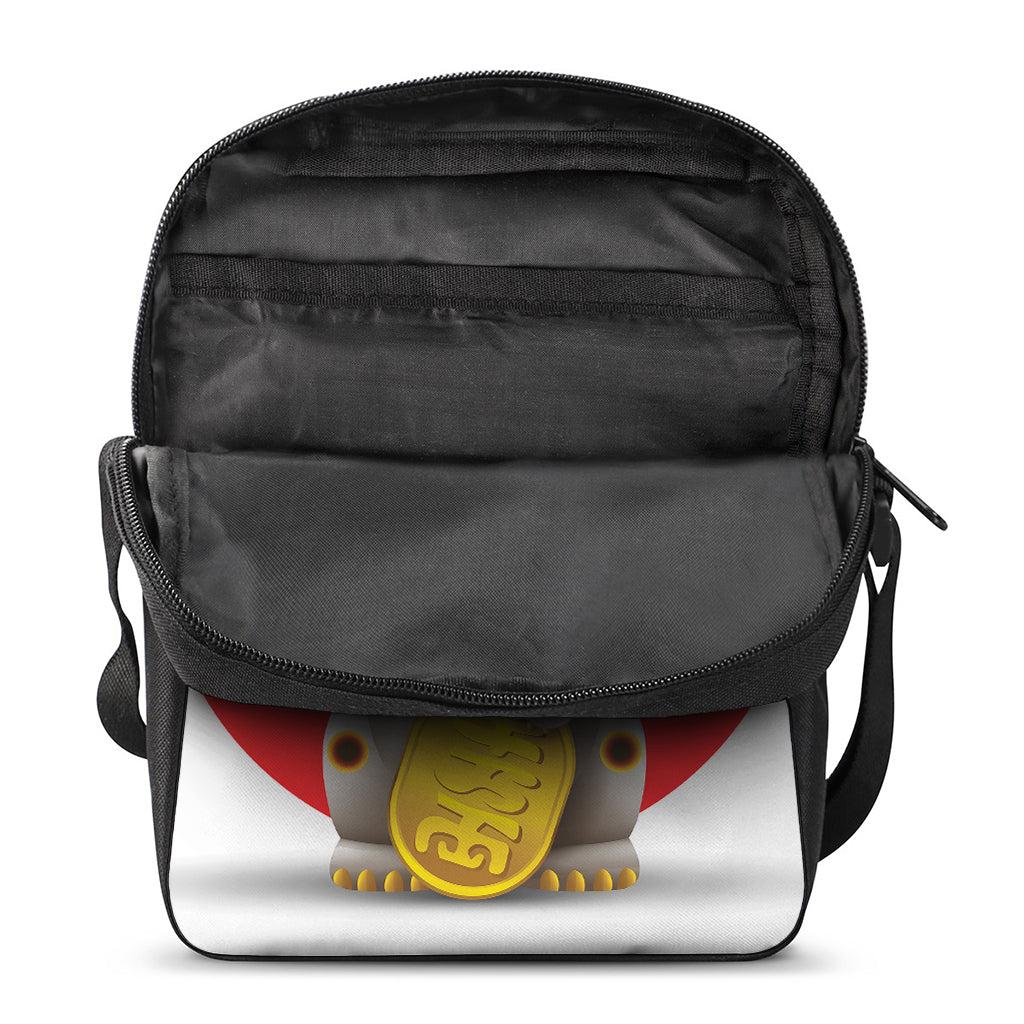 Japanese Lucky Cat Maneki Neko Print Rectangular Crossbody Bag