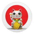 Japanese Lucky Cat Maneki Neko Print Round Blanket