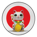 Japanese Lucky Cat Maneki Neko Print Round Floor Mat