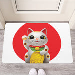 Japanese Lucky Cat Maneki Neko Print Rubber Doormat
