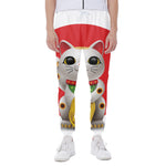 Japanese Lucky Cat Maneki Neko Print Scuba Joggers