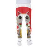 Japanese Lucky Cat Maneki Neko Print Scuba Joggers