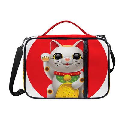 Japanese Lucky Cat Maneki Neko Print Shoulder Strap Bible Bag