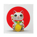 Japanese Lucky Cat Maneki Neko Print Silk Bandana