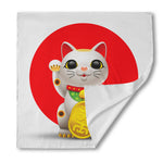Japanese Lucky Cat Maneki Neko Print Silk Bandana