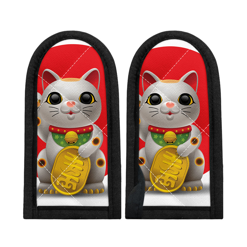 Japanese Lucky Cat Maneki Neko Print Skillet Handle Cover