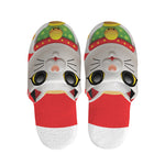 Japanese Lucky Cat Maneki Neko Print Slippers