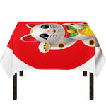 Japanese Lucky Cat Maneki Neko Print Tablecloth
